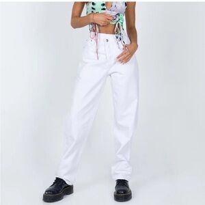 White criss cross jeans